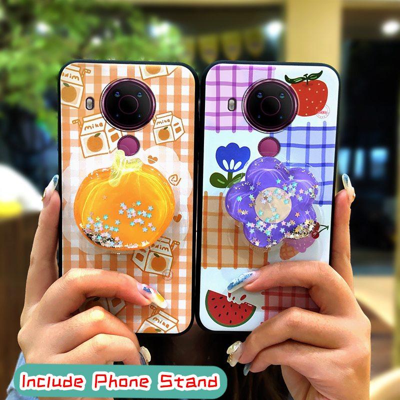 Quicksand Kickstand Phone Case For Nokia 5.4 Phone Lens Protection Cartoon Soft Case Dirt-resistant Durable Protective