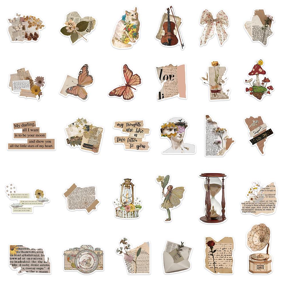 Retro Wind Series Sticker Pack: 30 Sheets for DIY Hand Account, Phone Case, and Computer Decoration