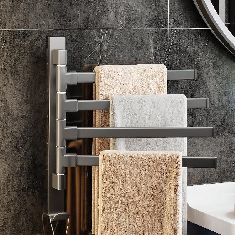 Portasciugamani da Bagno Girevole a 180° Multifunzionale Alluminio Spaziale Porta Asciugamani per Doccia Scaffale Organizzatore per Ripostiglio Cucina