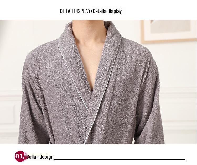 Unisex Cotton Bathrobe: Absorbent Towel Material for Home, Hotel, Spa & Sauna