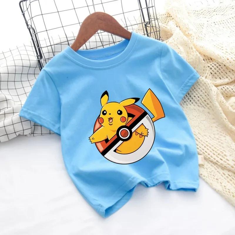 2026 Kids ShortSleeved Cartoon Printed Pikachu Game New Style TShirt Boys and Girls Casual Shirt for Leisure UseSportsShirt
