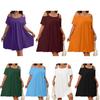 Women's Summer Off Shoulder Mini Dress Short Sleeve Flowy A-line Dress Casual Loose Beach Vacation Sundress