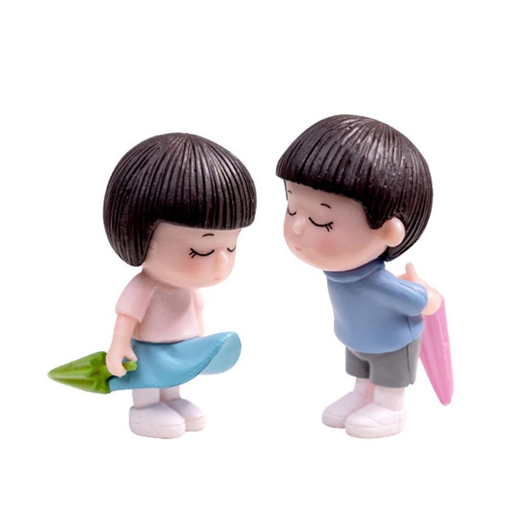 Anime Couples for Car Ornament Model Umbrella Couple Interior Decoration Figures Auto Rearview Mirror Dashboard Ornament
