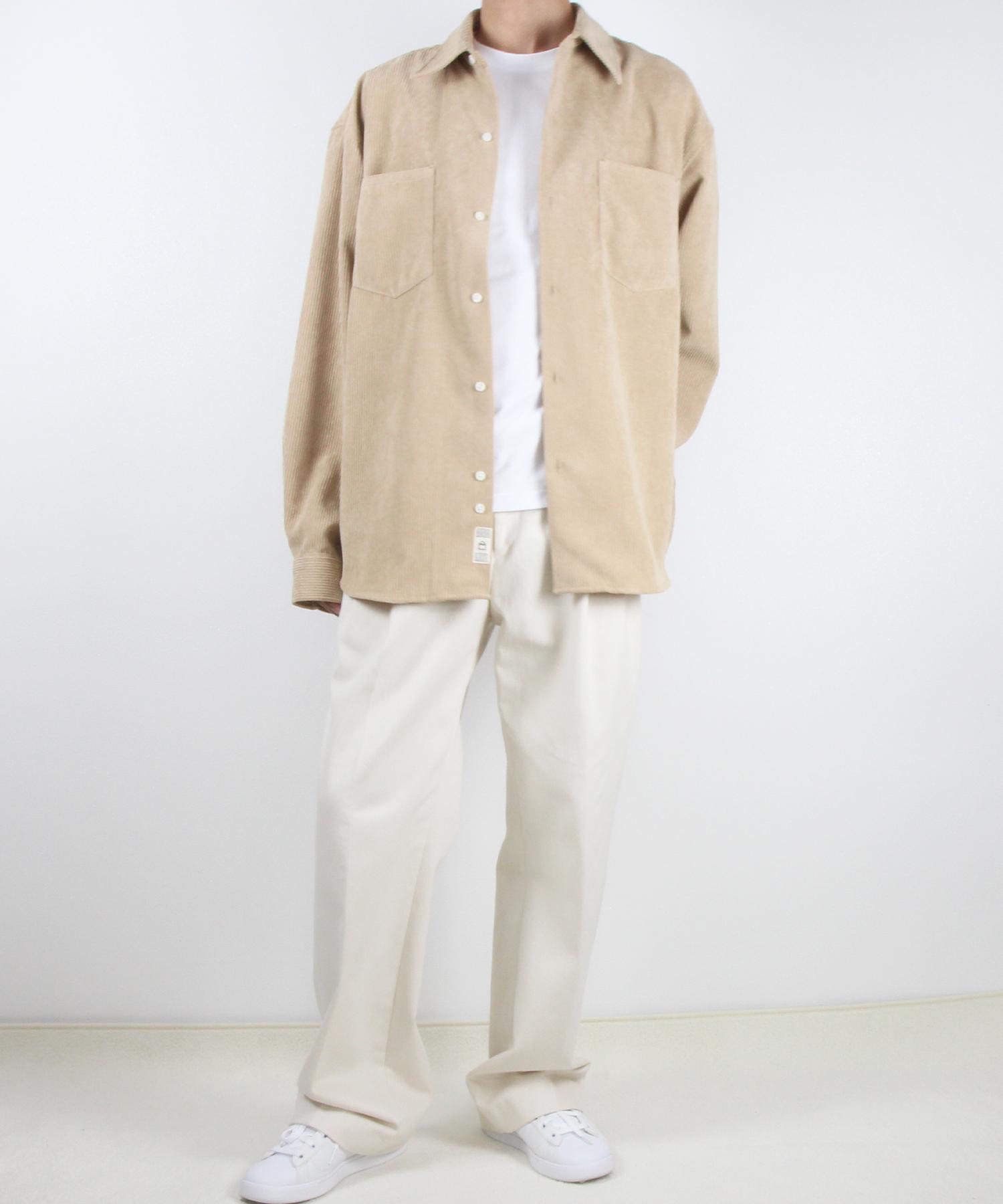 The Shirt Studio Beige Oversized Corduroy Shirt