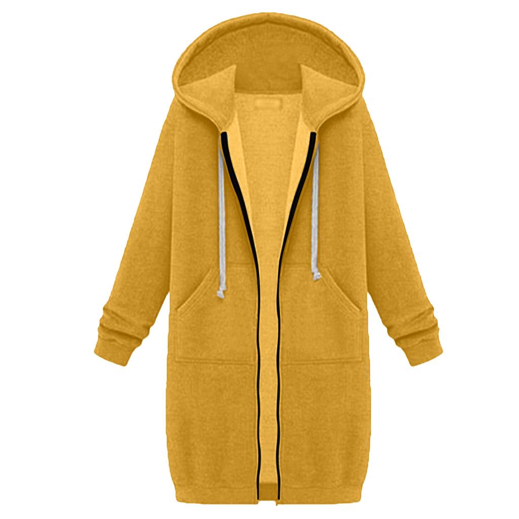 Damen Sweatshirt Verlängert Locker Langärmlig Kapuzenjacke Mit Taschen