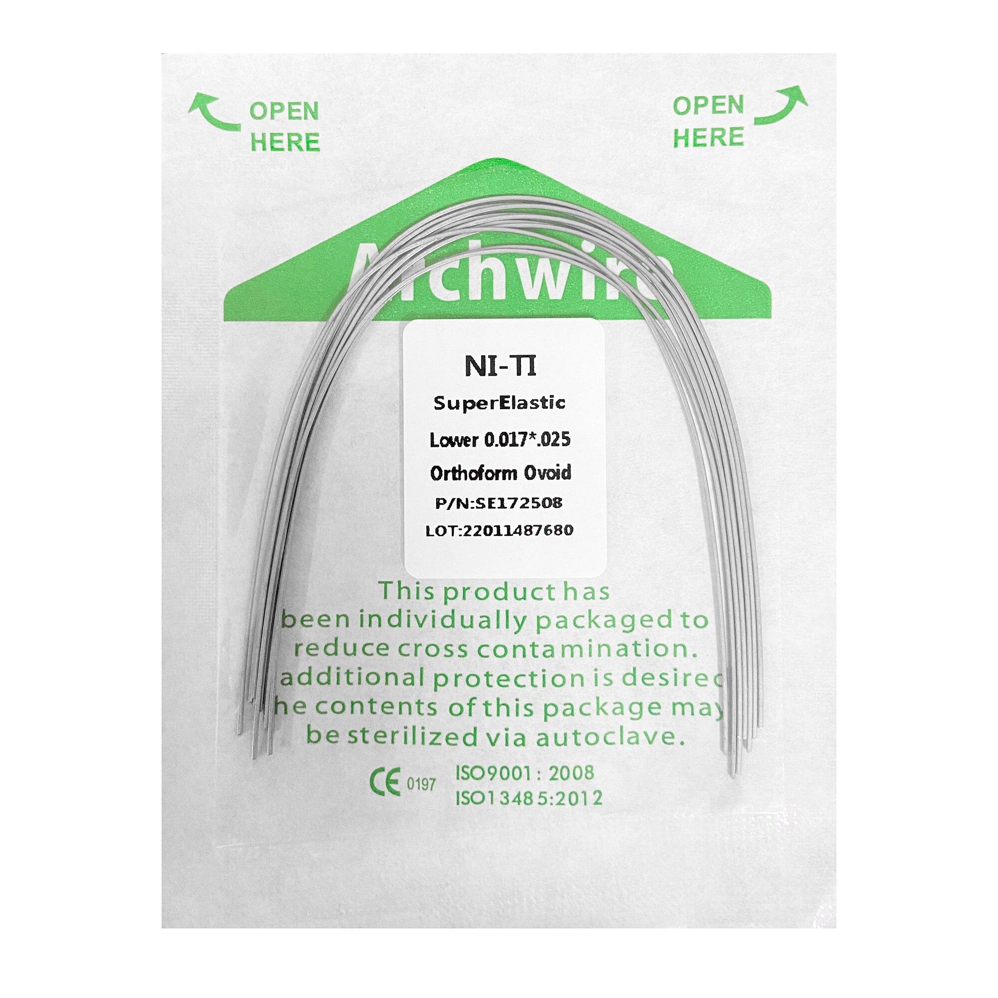 

10 шт./упак. ортодонтические стоматологические суперэластичные овоидные нити круглые/прямоугольные арочные проволоки стоматологические нити арочные проволоки Ovoid 17x25 Lower
