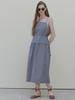 Avang Stripe Washing Sleeveless Dress - Navy
