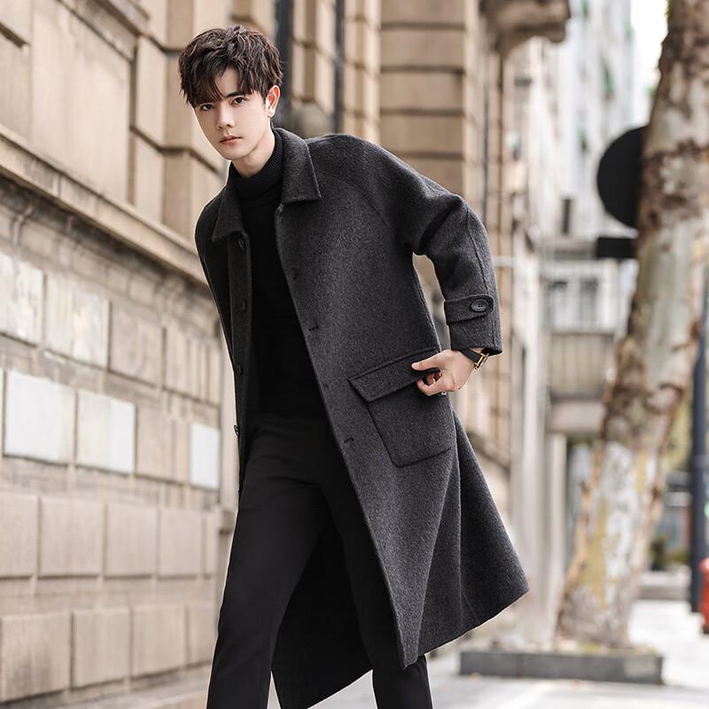 Firstview Men's Double-faced Wool Mid-Length Coat