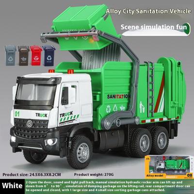 1:35 Caminhão de Saneamento Urbano Modelo de Carro de Liga Diecast Veículo de Limpeza e Triagem de Lixo Brinquedo Infantil Presente Para Meninos