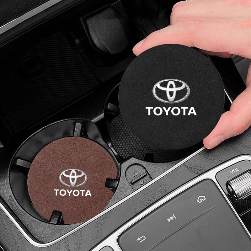Suede Car Coaster Mat Water Cup Slots Non-Slip Pad For Toyota Corolla Yaris Chr Auris RAV4 Land Cruiser Camry Highlander