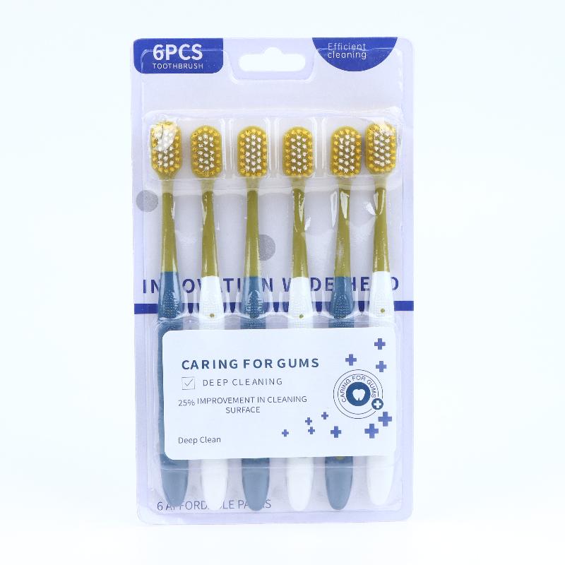 6Pcs Men'S And Women'S Manual Wide Head Soft Hair Toothbrush For Gentle Oral Cleaning For Adults Couples