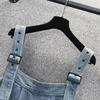 Women's Plus Size Korean Loose Denim Wide-Leg Bib Shorts for Spring/Summer 2022