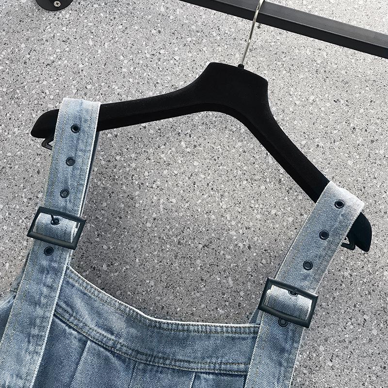 Women's Plus Size Korean Loose Denim Wide-Leg Bib Shorts for Spring/Summer 2022