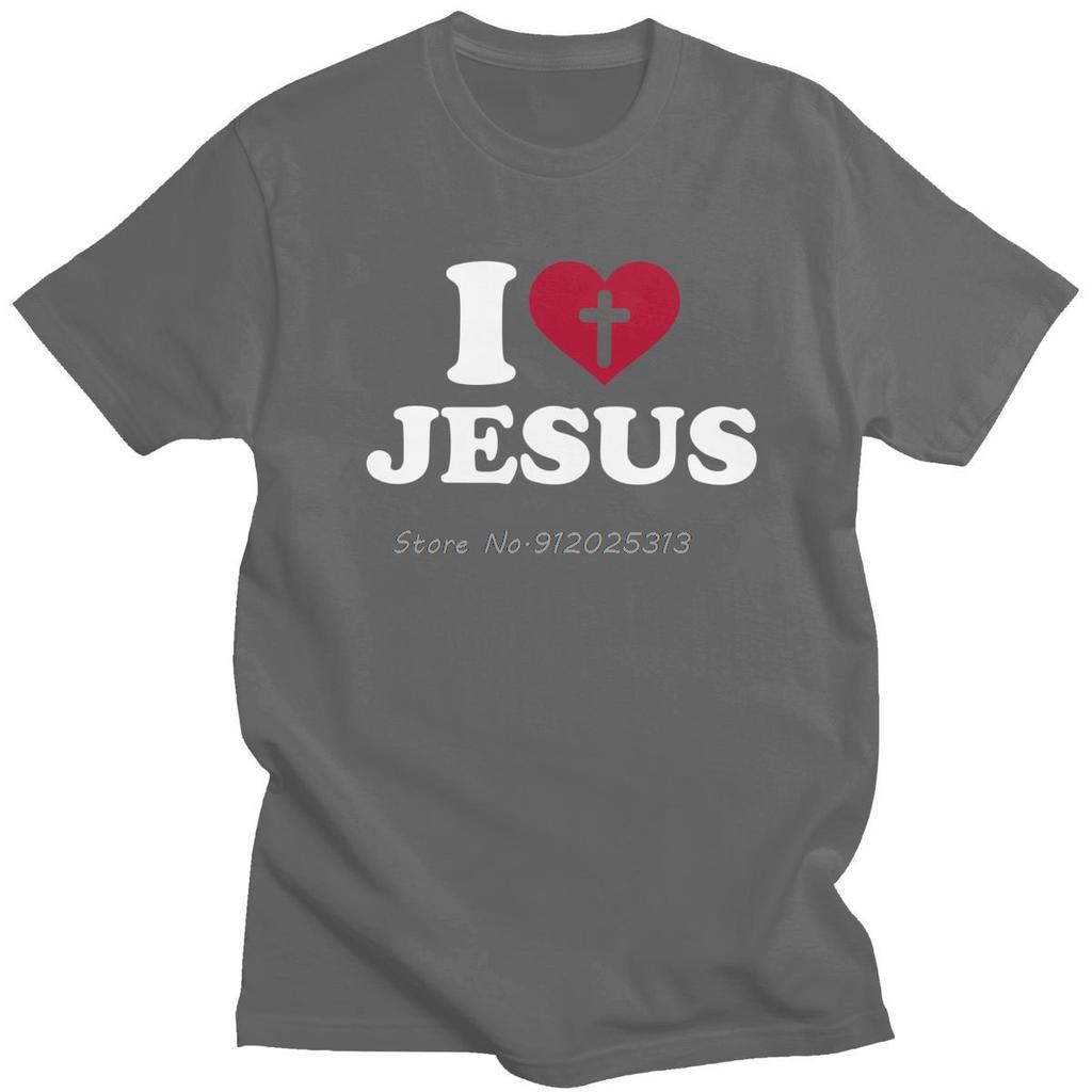 I Love Jesus T Shirt For Men Short Sleeved God Cross Religion Tshirt Church Christian Tshirt Fashion Cotton Tee Top  Gift