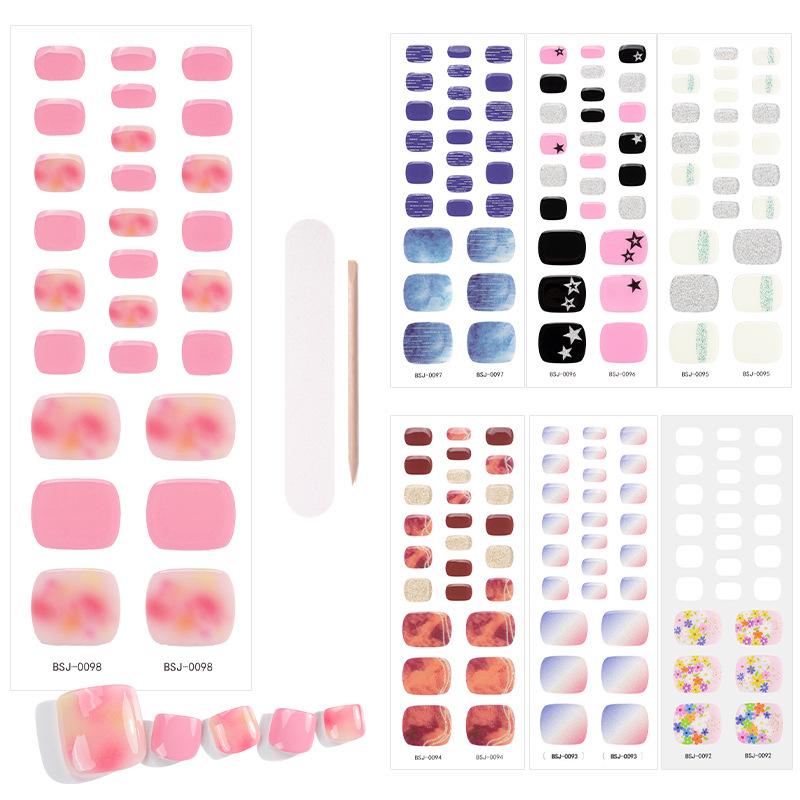 Gel-Maniküre-Sticker, Zehen-Sticker, beleuchtete halbgebackene und halbgehärtete Nagel-Sticker und Fuß-Sticker