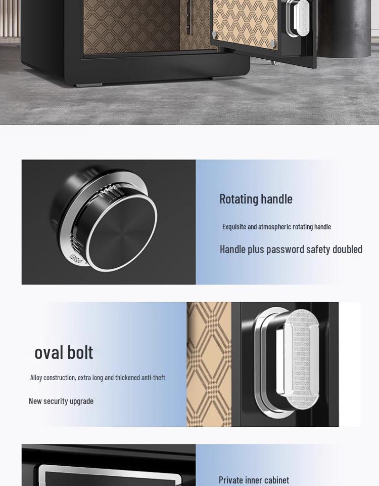 Onaisi 45cm All-Steel Home Safe with Mechanical Lock and Key, Anti-Theft Design