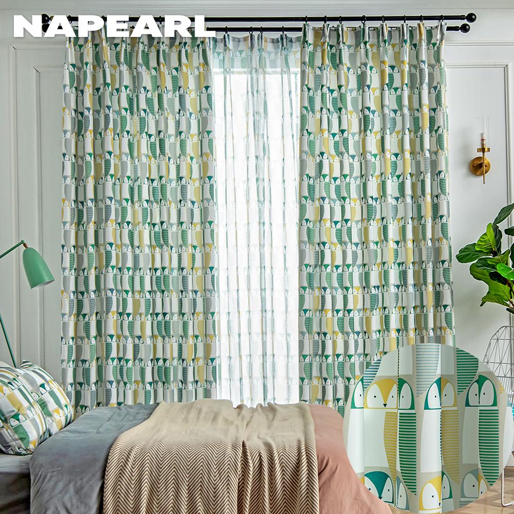 

1 шт., занавеска с рисунком животных из мультфильма, милый узор пингвина, домашняя оконная занавеска, шторы для детской комнаты, украшение для детской спальни