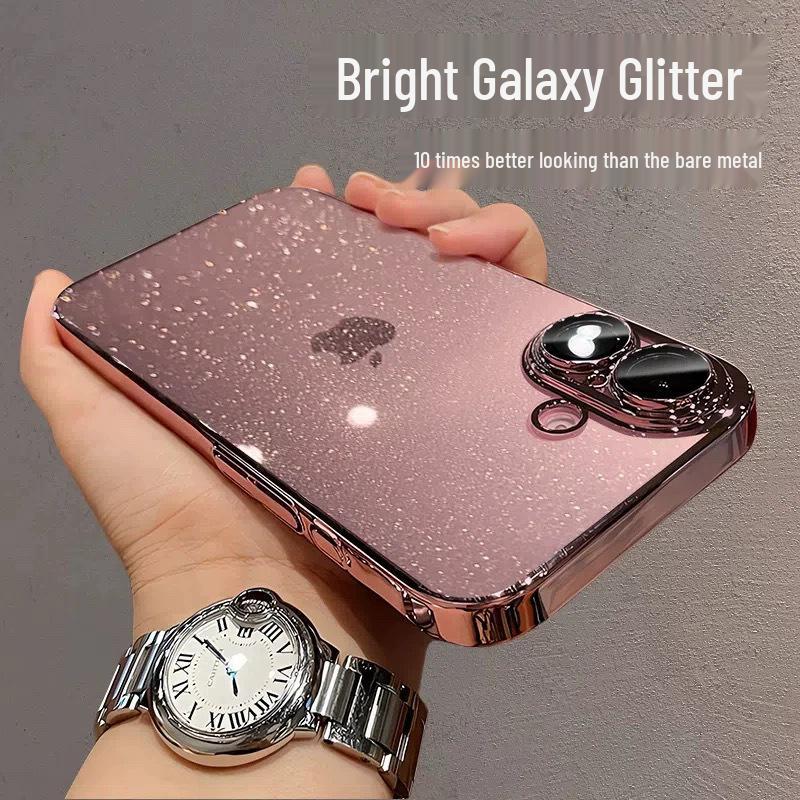 Glitter Transparent Drop-proof Case with Lens Film for iPhone 16/17 Pro Max