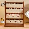 Earring Ring Storage Wooden Jewelry Organizer Durable Display Stand Multiple Layers Space Rustic Wood Saving Rack for Necklaces Bracelets