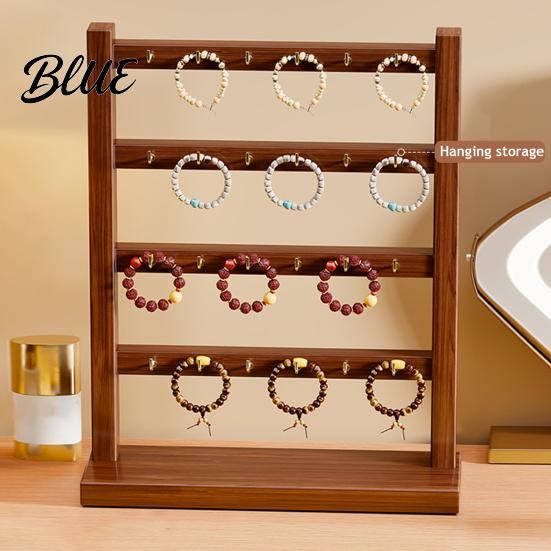 Earring Ring Storage Wooden Jewelry Organizer Durable Display Stand Multiple Layers Space Rustic Wood Saving Rack for Necklaces Bracelets