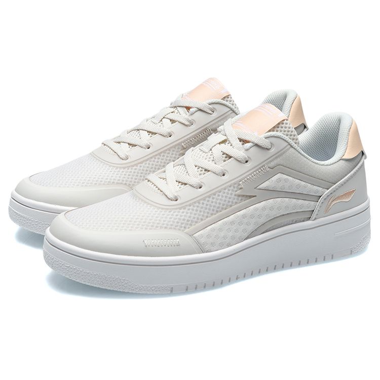 Li Ning Classic Casual Rebound Low-Top Skate Shoes Women sneaker White Apricot AGCR186-1