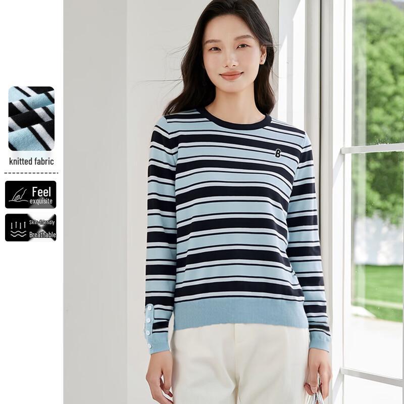 

Women s Striped Wool Blend Knit Sweater One Size F(170/88A)