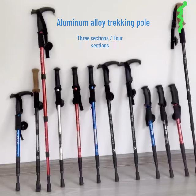 Aluminum Alloy Telescopic Trekking Poles with Shock Absorption and T-Handle