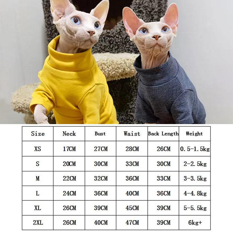 Winter Warm Sphynx Cat Clothes Puppy Kitten Comfort Turtleneck Vest Sphinx Small Dog Cat Pullover Clothing Chihuahua Pug Costume