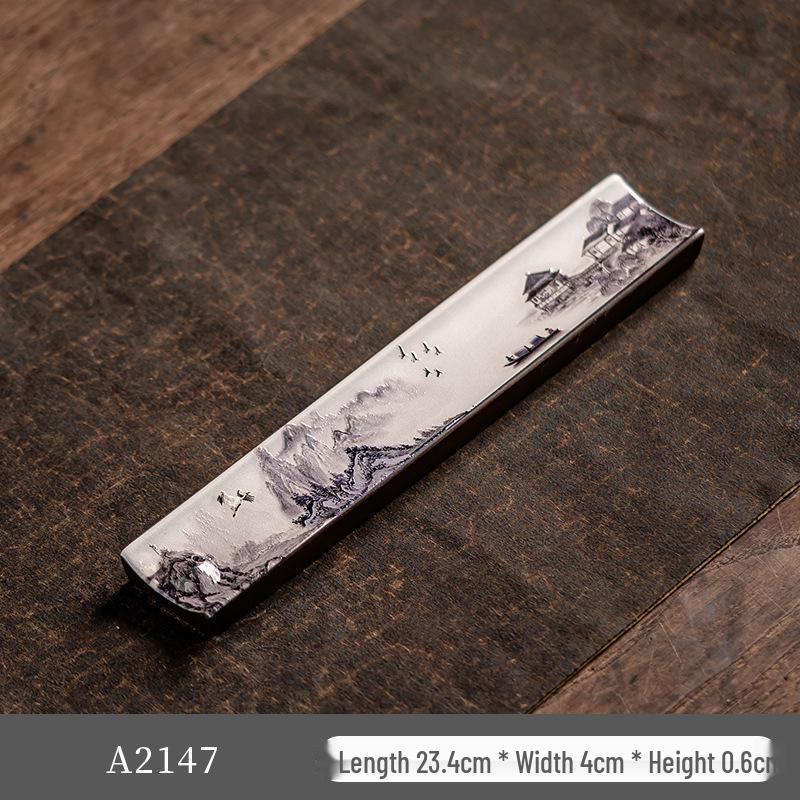 Guochao River & Mountain Ceramic Incense Holder - Retro Incense Stick Tray for Indoor Use
