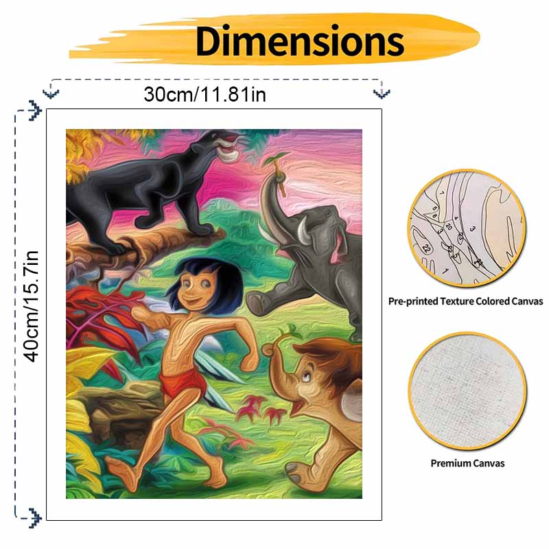 Disney Oil Painting Painting Art The Jungle Book Mowgli Baloo Bagheera Handmade Diy Painting Home Decoration Gift