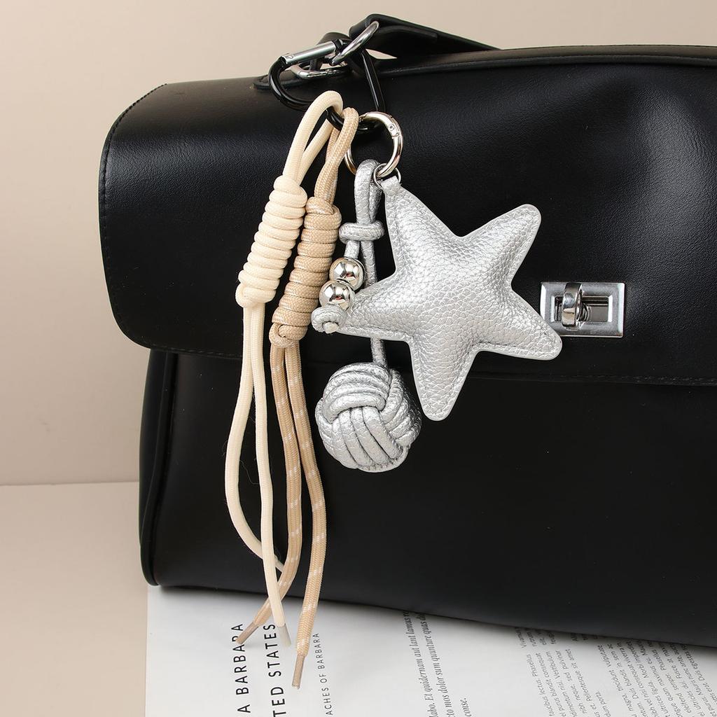 Original leather star Medra premium handmade rope knot keychain pendant pentagram bag pendant