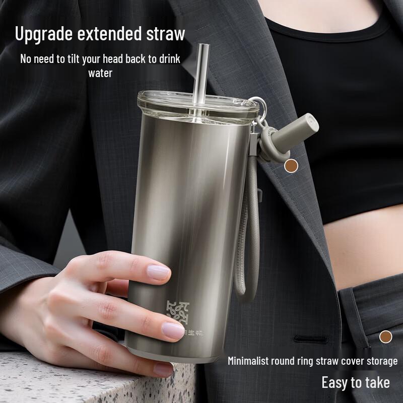 

WUSENWU Portable Ceramic Lined Vacuum Flask with Straw