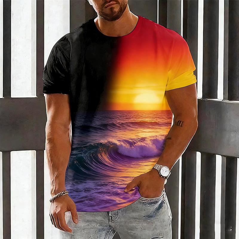 Модная мужская футболка с круглым вырезом, коротким рукавом, 3D-цифровой печатью, топ для улицы, пуловер, стритвир, спорт 3XL