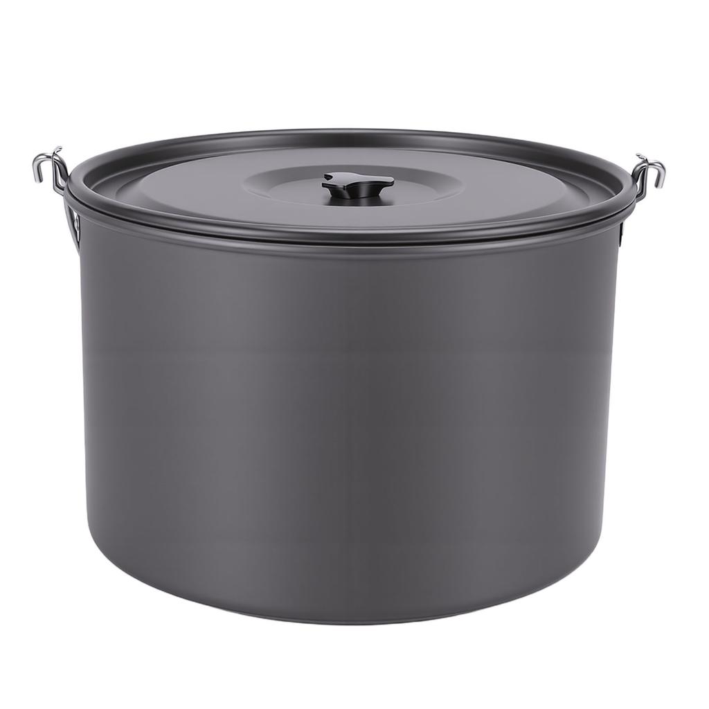 Camping Soup Pot Cookware with Lid 15L Large Outdoor Portable Hanging Pot Cooking Set for 8-10 People