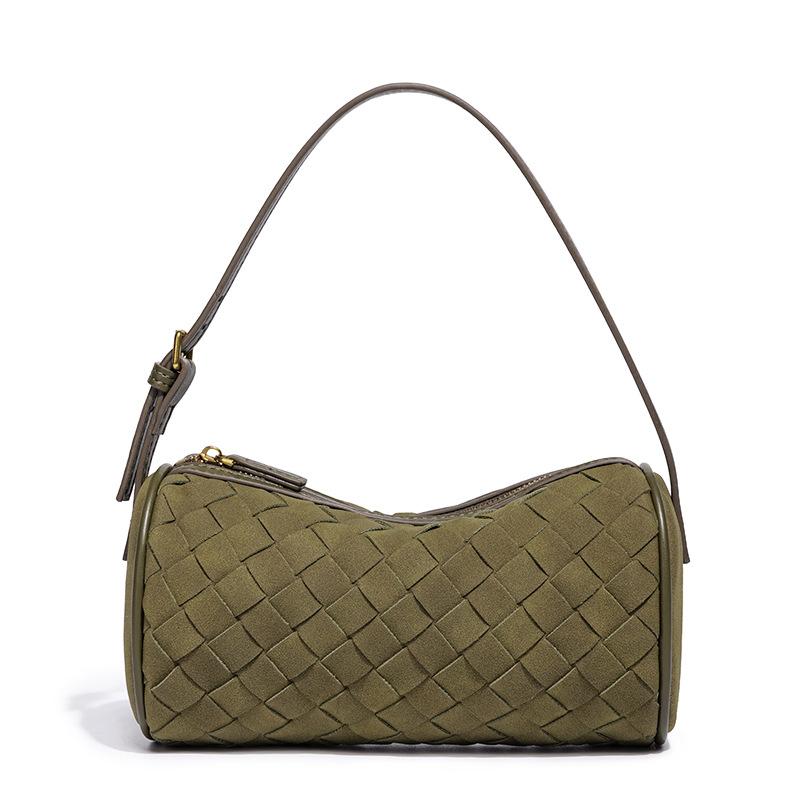 

Autumn and winter new ins lazy casual versatile Korean niche matte suede woven portable pillow bag woven bag 19*8*11 оливковое зеленый