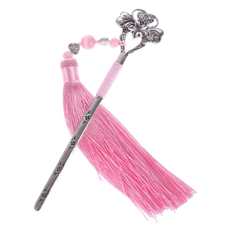 Chinese Style Vintage Classic Metal Bookmark Tassel Beads School Office Supplies