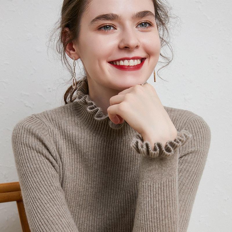 

Водолазка кашемировый свитер женский повседневный абзац цветочный воротник длинный рукав свитер однотонный пуловер свитер XL дубильная кора