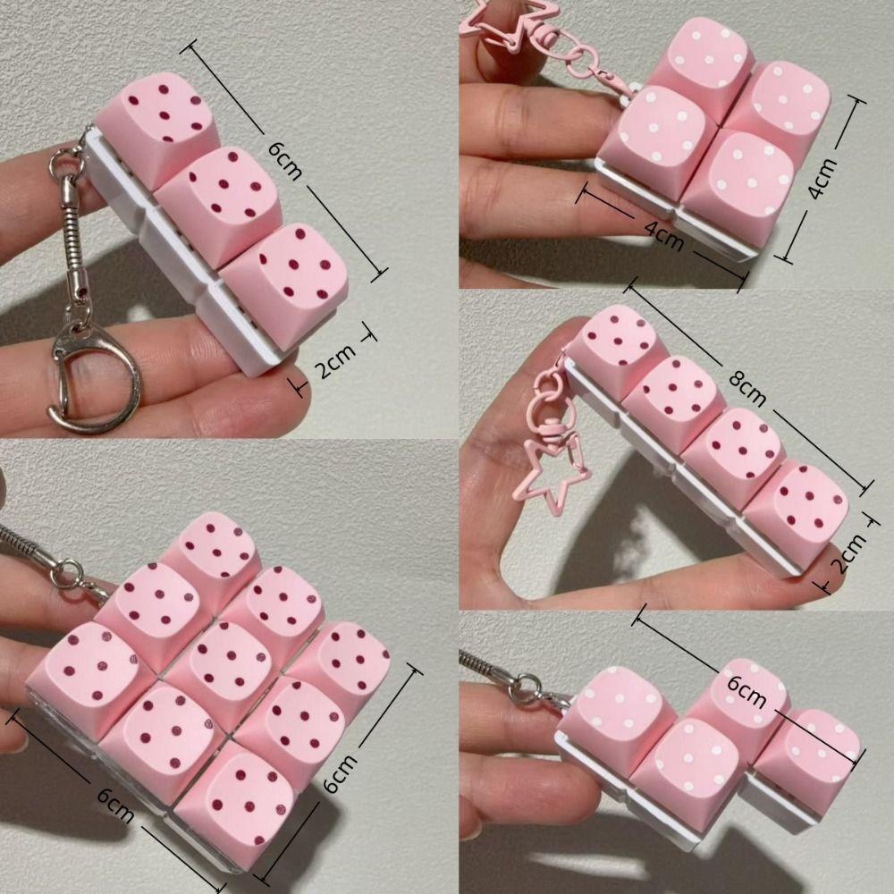 Polka Dot Pattern Fidget Keychain 3/4/6/9 Keys Bag Pendants New Keycap Fidget Toy  for Adult Kid