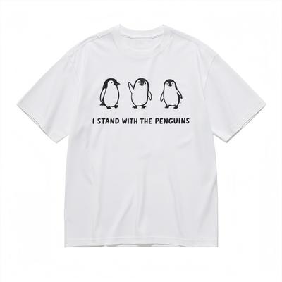 Herren Trend Leicht Stretch Bequem Klassisches T-Shirt Pinguin Support Design T-Shirt
