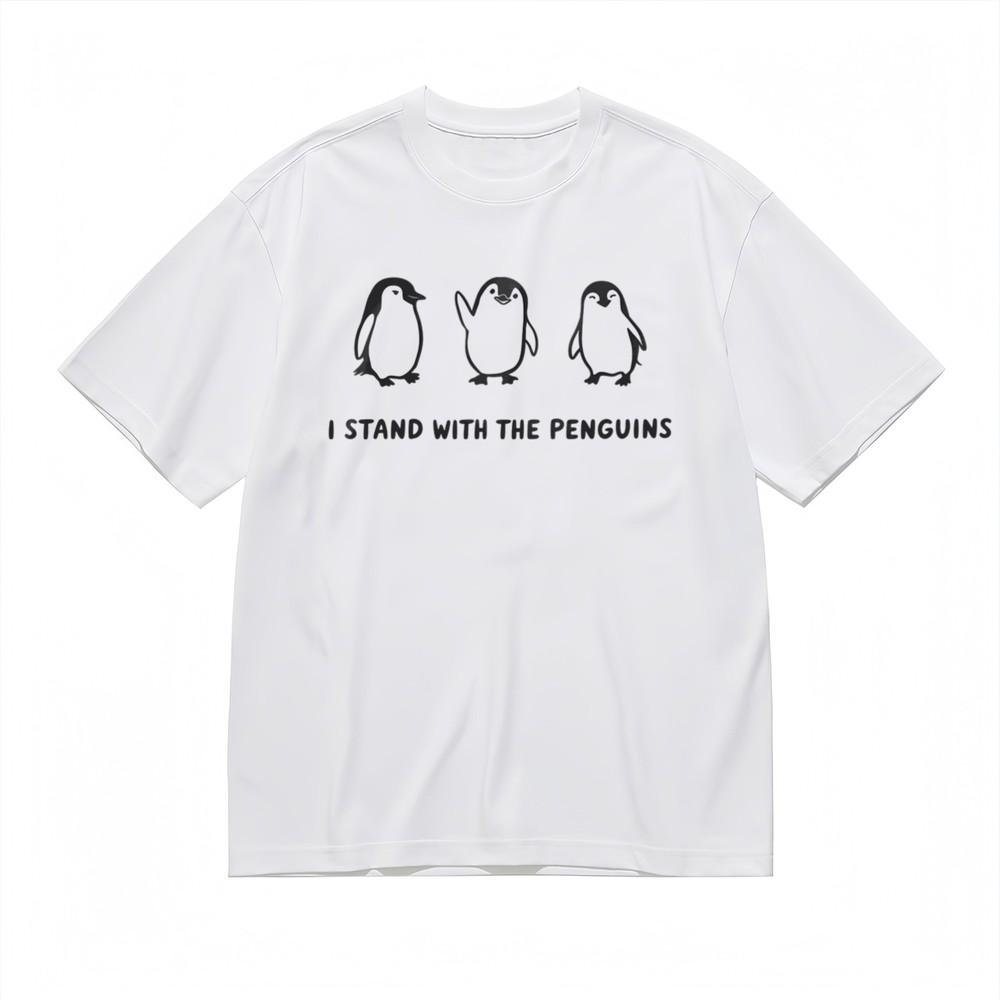 

Men s Trend Slight Stretch Comfy Classic T-Shirt Penguin Support Design Tee 4XL