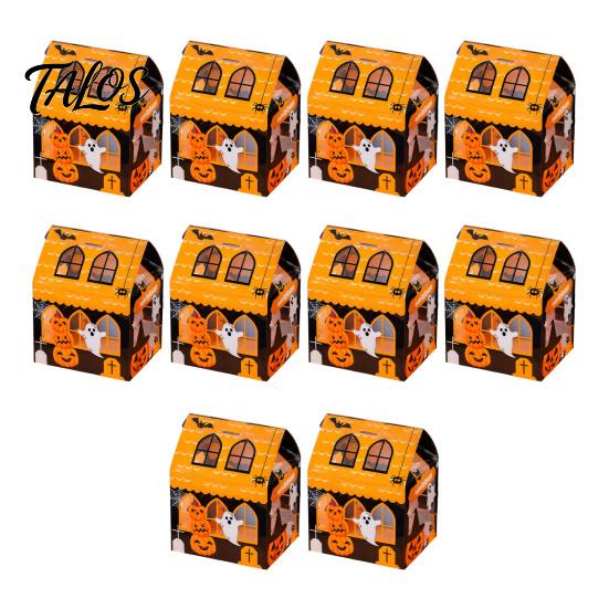 Holiday Goodie Boxes 10 Pcs Halloween Treat Boxes, Cute Small Party Favors Box, Castle Clear Window Gift House Shaped Container for Candy Cookie Snack