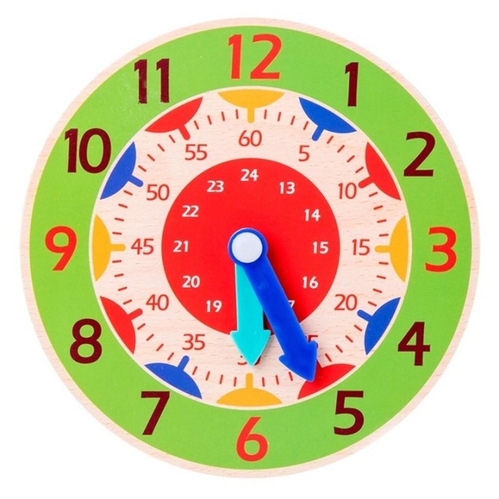 Teaching Aids Learning Clock Hour Minute Second Cognition Wooden Clock Toys Kids Time Enlightenment
