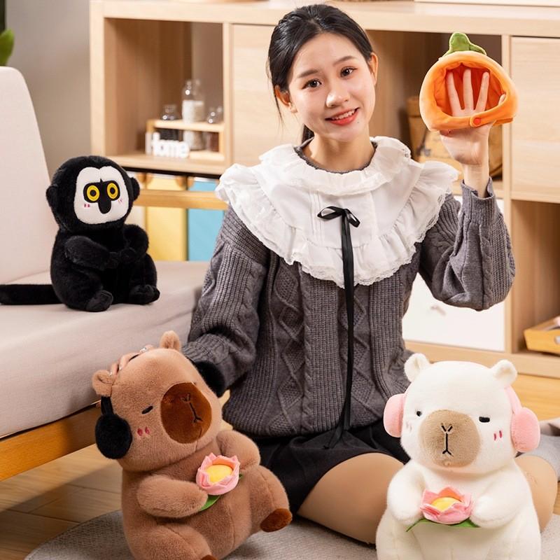Capybara Headphones Lotus Plush Toys Baboon Children Christmas Gifts Holiday