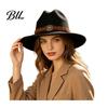 Winter Windproof Wool Cap Unisex Western Cowboy Hat, Felt Fedora Hat with Faux Leather Band, Retro Wide Brim Cowgirl for Men Women Autumn Warm