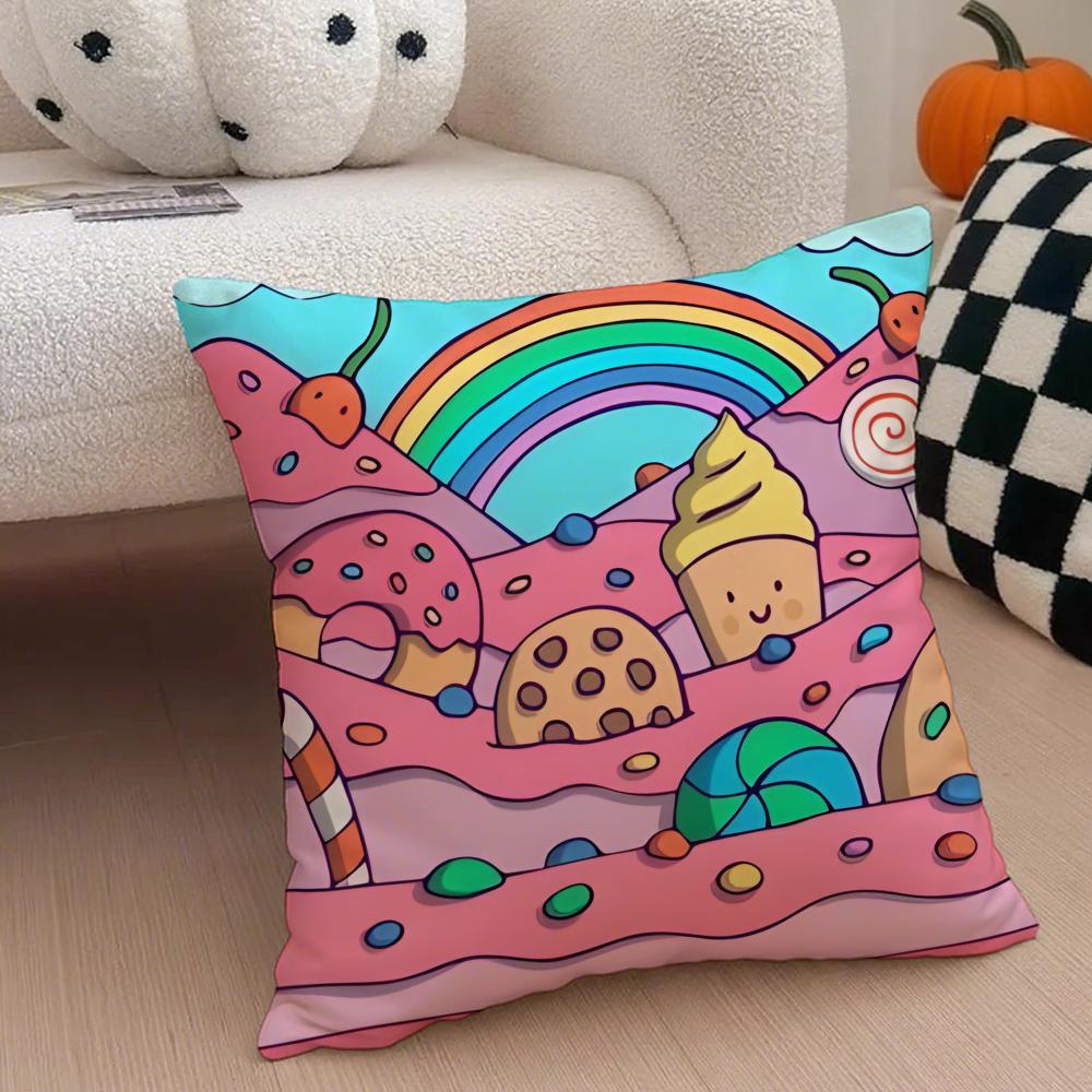CCandy Cushion Cover Throw Pillow Cover Hidden Button Durable Polyester Chair Cushion