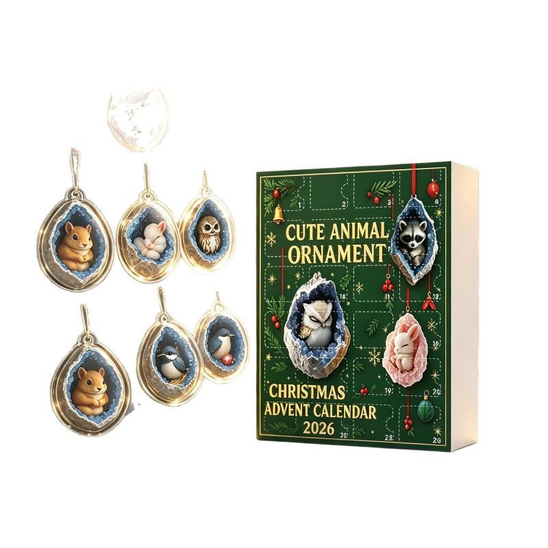 2026 Advent Calendar Animal Christmas Acrylic Car Hanging Ornament Cartoon Xmas Decor