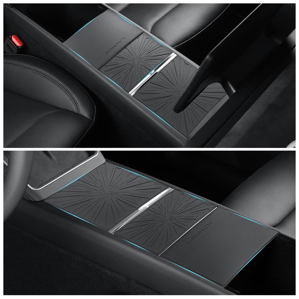 Für Tesla Model Y Juniper 2025 2026 Model 3 Highland 2025 2025 Mittelkonsolenabdeckung Anti-Rutsch-Matte Auto-Innenzubehör