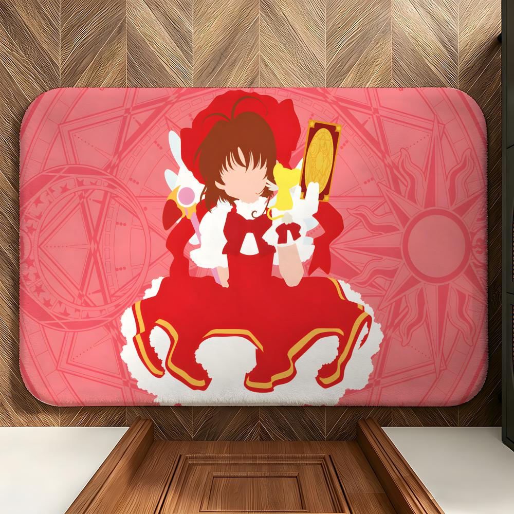 Anime M-Magical S-Sakura Floor Mat Soft Flannel Floor Mat Suitable for Entryways, Living Rooms, Bedrooms, and Bathrooms