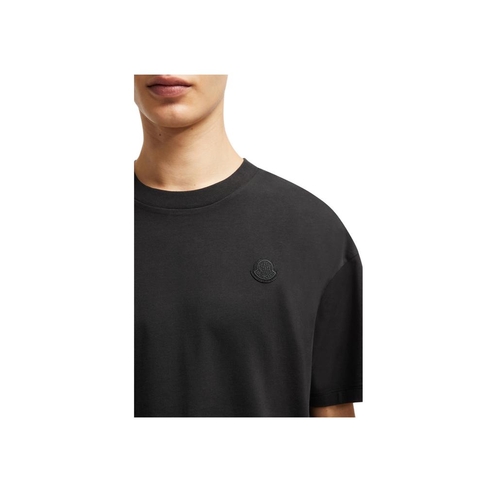 Moncler SS25 Solid Color Round Neck Back Letter Loose T-Shirt Men Tops Black K10918C0001789AUG998
