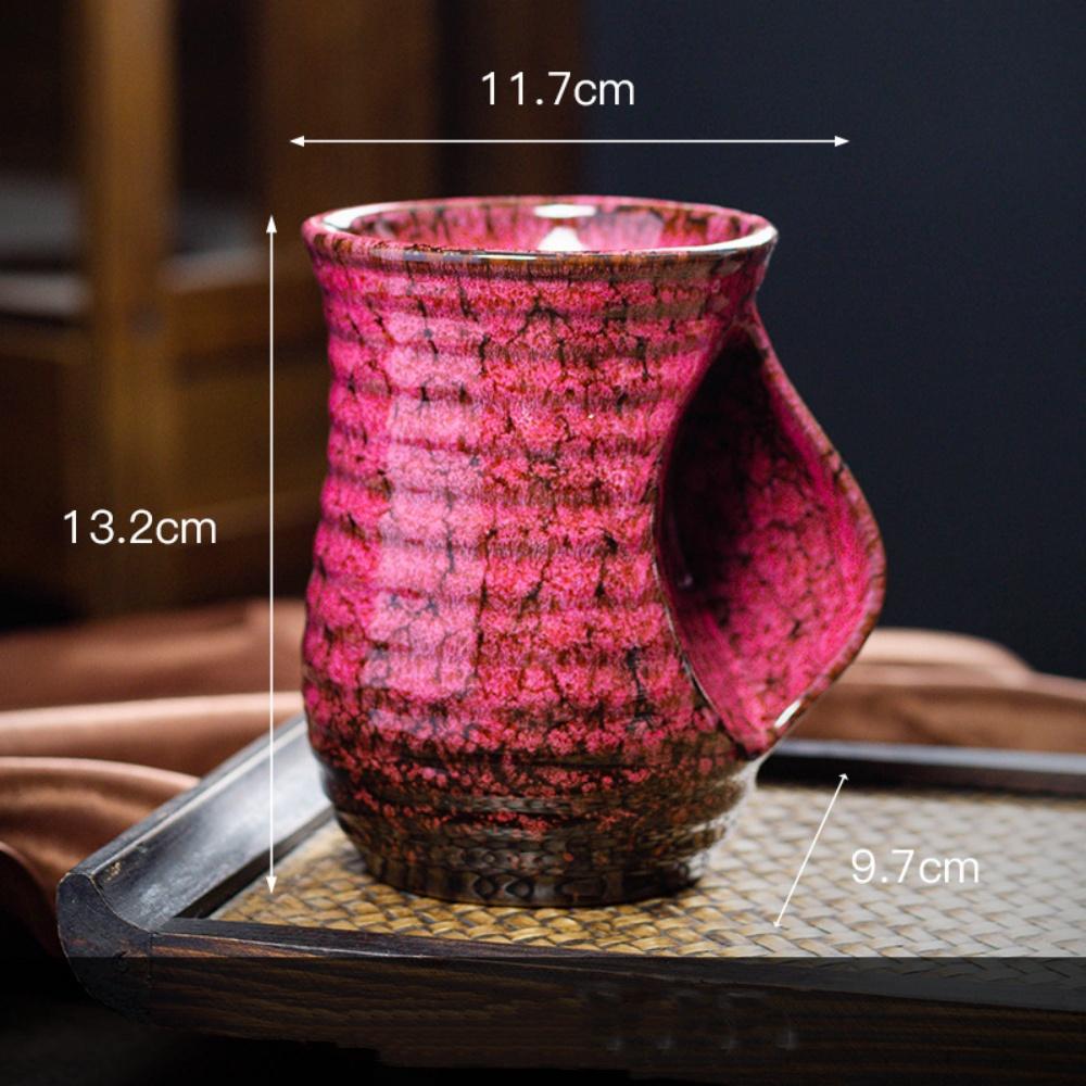 560ml Creative Ceramic Coffee Cup Colorful Warm Hand Mug Kiln Changed Pottery Tea Pot